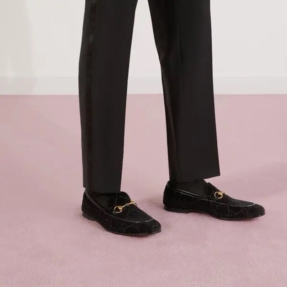 Gucci Jordaan GG Velvet Horsebit Loafers Black Nero/Nero Men’s Size 9.5 - Picture 2 of 16